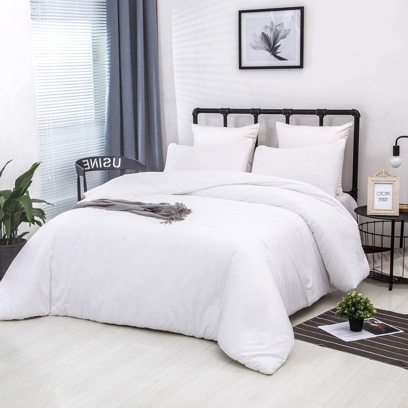 Houseri White Comforter King Size, 3 Pieces Lightweight Solid White Bedding Set King, All Season Soft Pure White King Size Comforter Set Extra Fluffy Ultra Comfy Bed Quilt (1 Comforter, 2 Pillowcases) - Image 2